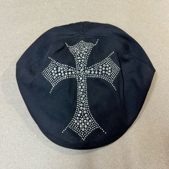 NEWSBOY STYLE HAT - Bling Gothic CROSS - Adult size - One size fits all - Picture 1 of 6